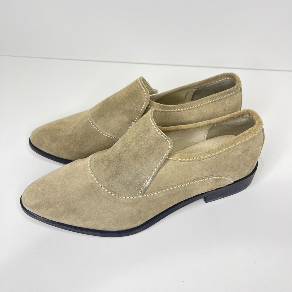 Free People‎ Women’s 37 US 6.5-7 Brady Beige Suede Slip On Loafer Mule Shoe